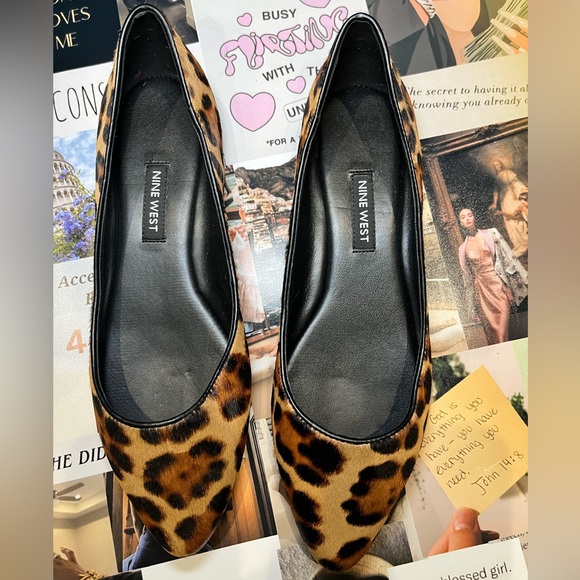 NINE WEST Women's Ballet Flat Shoes Natural Multi Cheetah Pony Low Heel 6 M - Picture 4 of 4